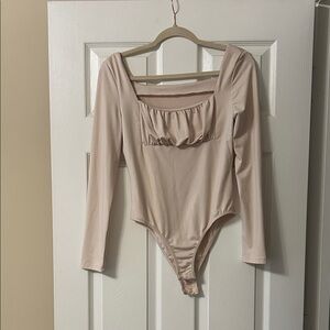 SHEIN Women's Cream Long Sleeve Bodysuit